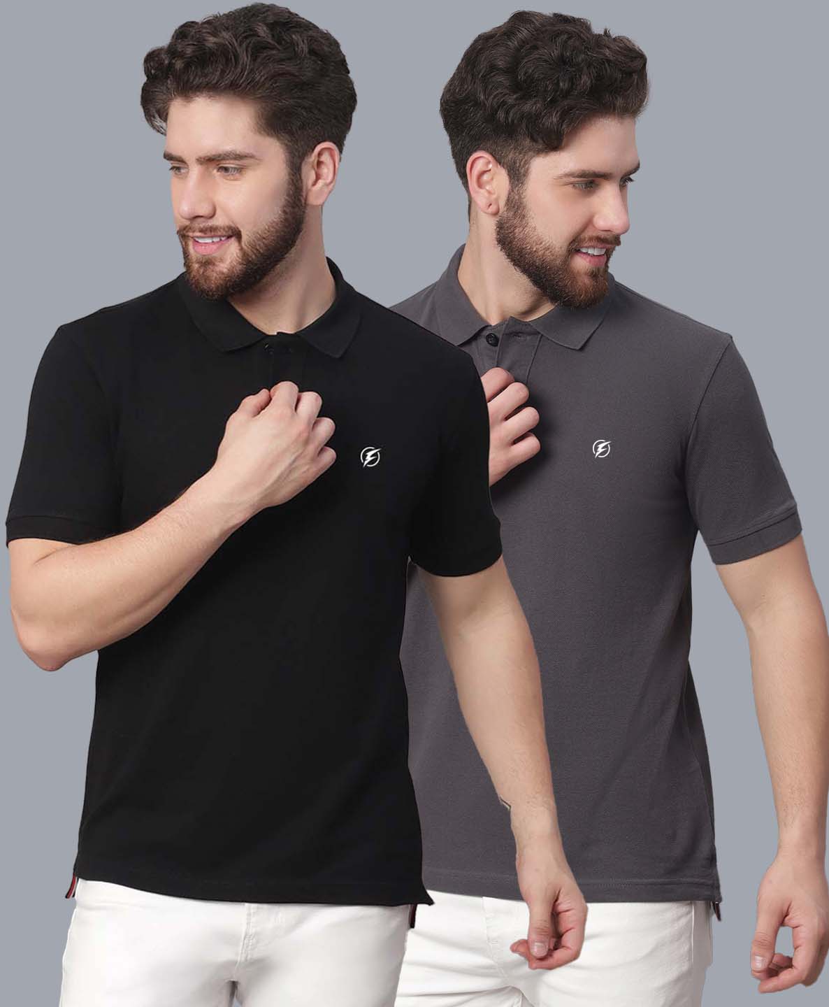 Men's Pack Of 2 Half Sleeves Solid Polo T-shirt - Friskers