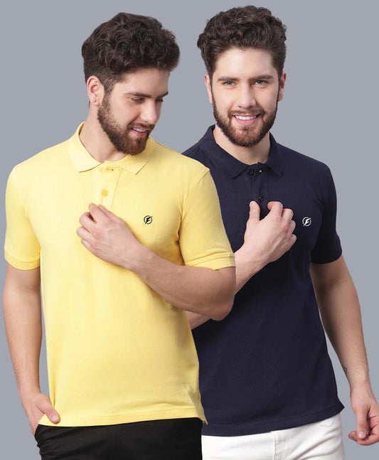 Men's Pack Of 2 Half Sleeves Solid Polo T-shirt - Friskers