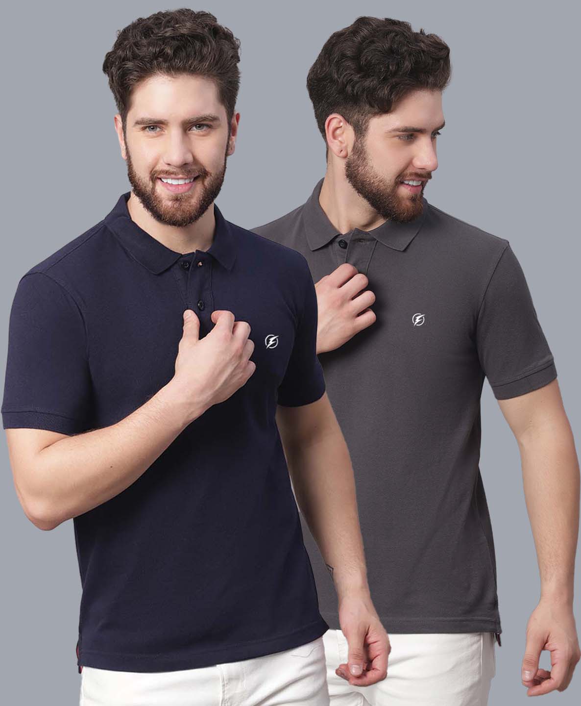 Men's Pack Of 2 Half Sleeves Solid Polo T-shirt - Friskers