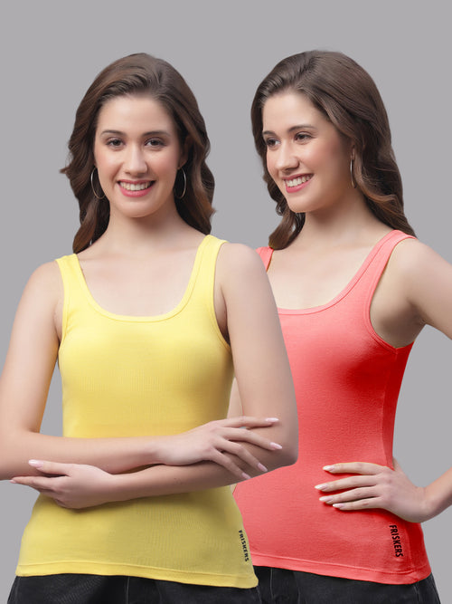 Women Pack Of 2 Yellow & Gajri Regular Tank Top
