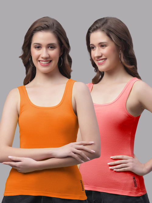 Women Pack Of 2 Orange & Gajri Regular Tank Top