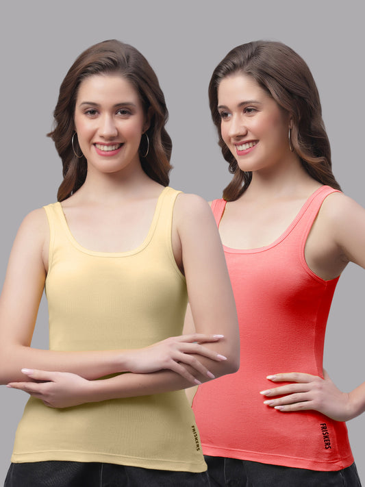Women Pack Of 2 Skin & Gajri Regular Tank Top - Friskers
