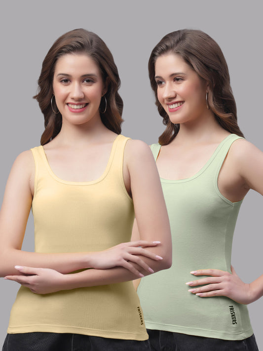 Women Pack Of 2 Skin & pista Regular Tank Top - Friskers