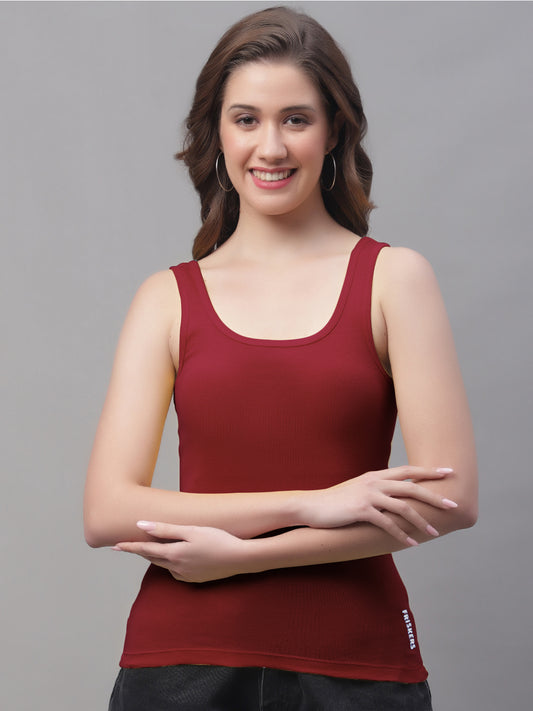 Women Pack Of 2 Green & Maroon Regular Tank Top - Friskers