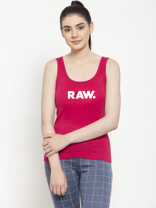 Women Raw Pure cotton Printed Top Vest - Friskers