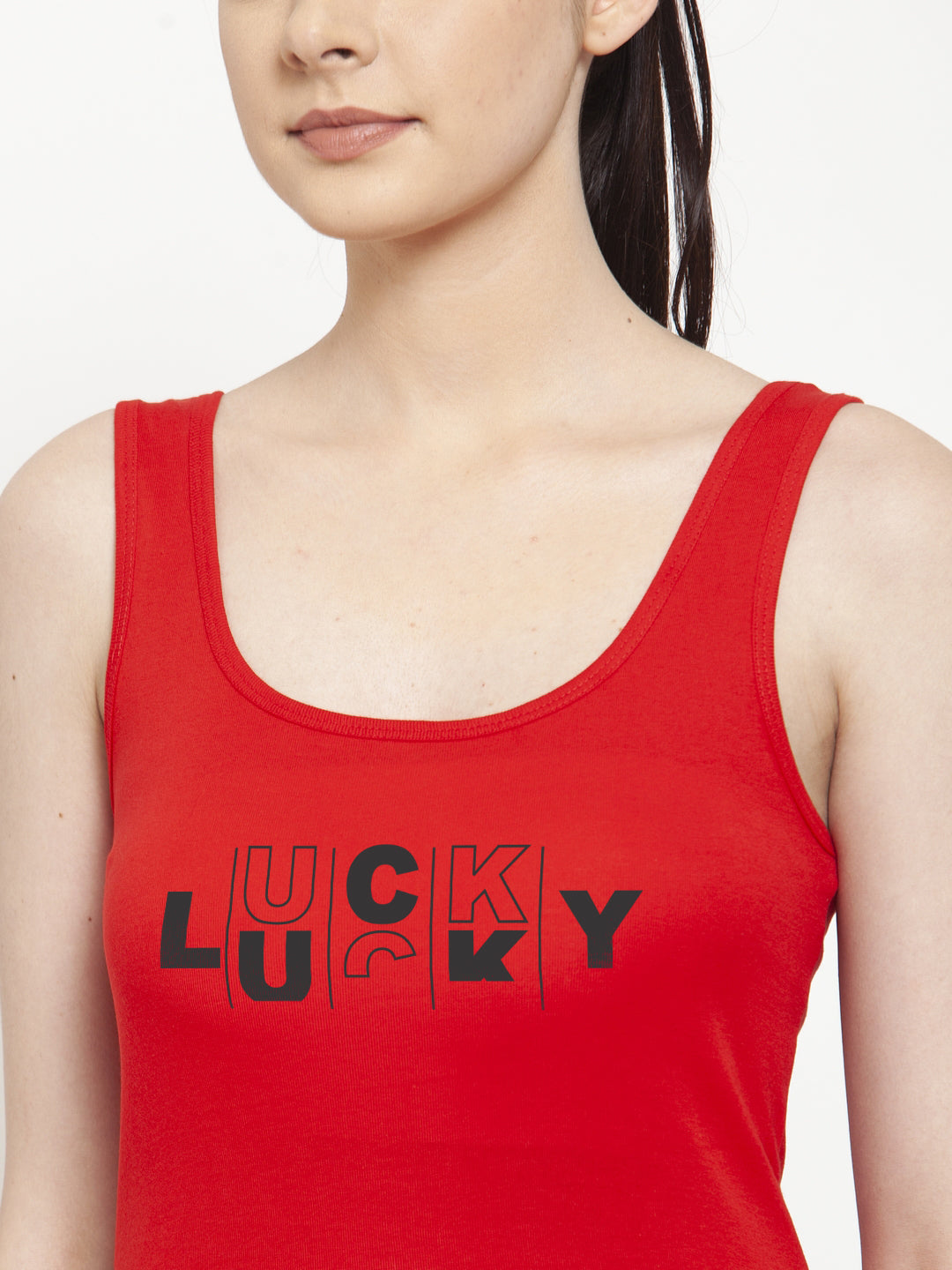 Women Lucky Pure cotton Printed Top Vest - Friskers