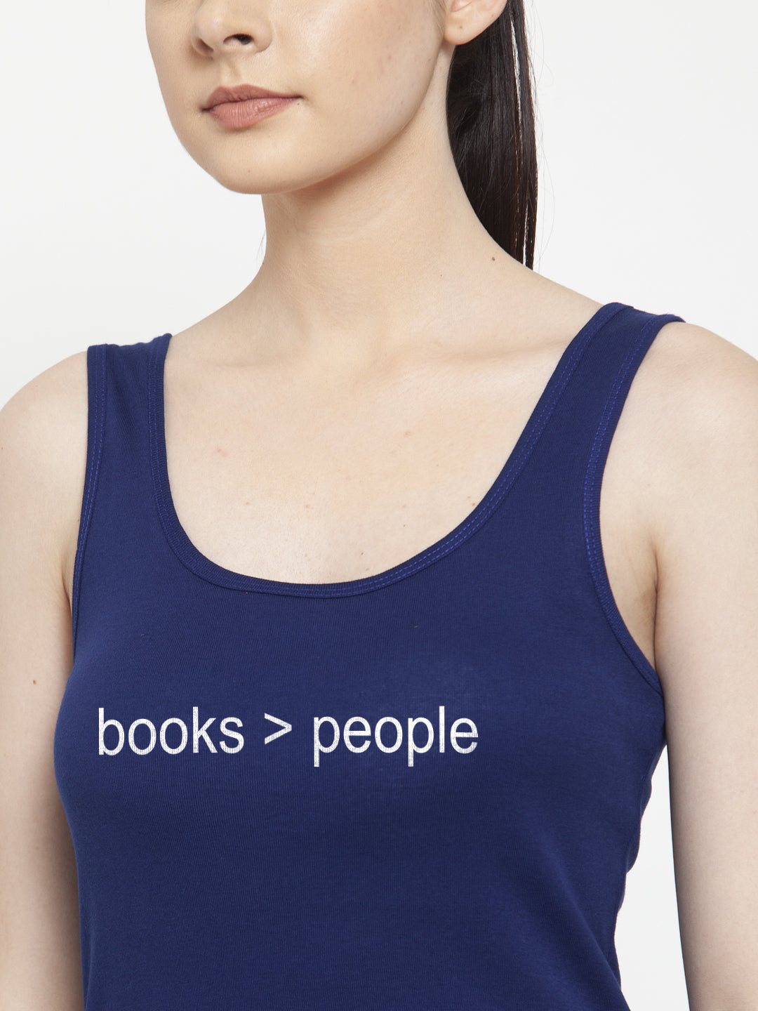 Women Books People Pure cotton Printed Top Vest - Friskers