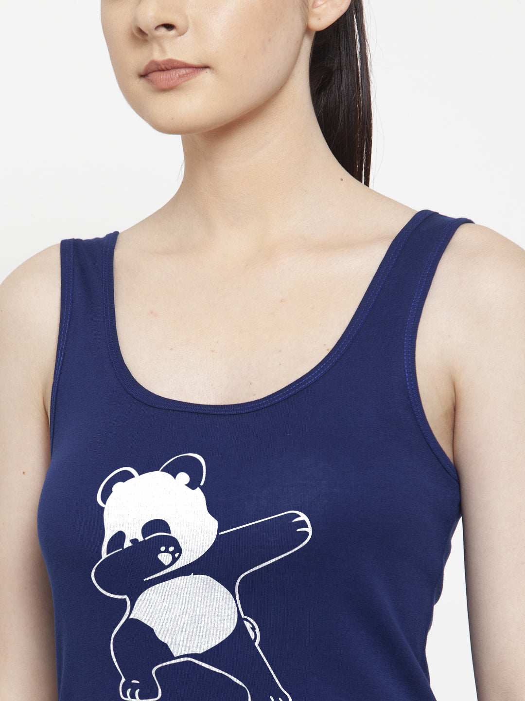 Women Bear Pure cotton Printed Top Vest - Friskers