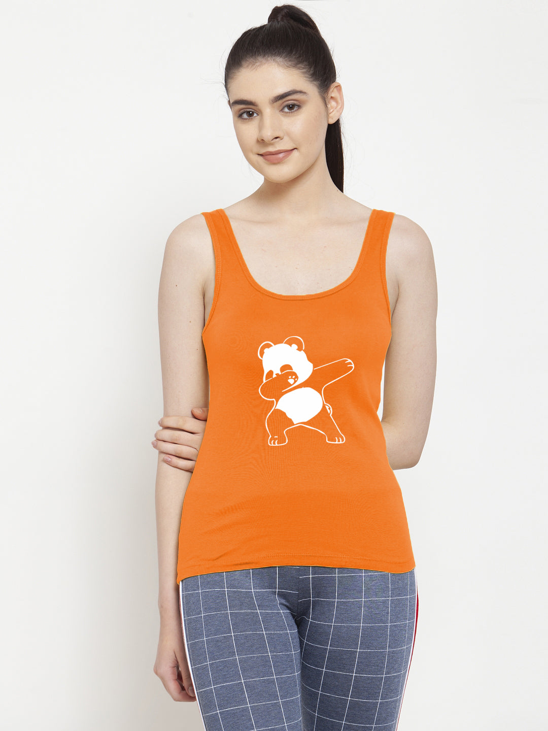 Women Bear Pure cotton Printed Top Vest - Friskers