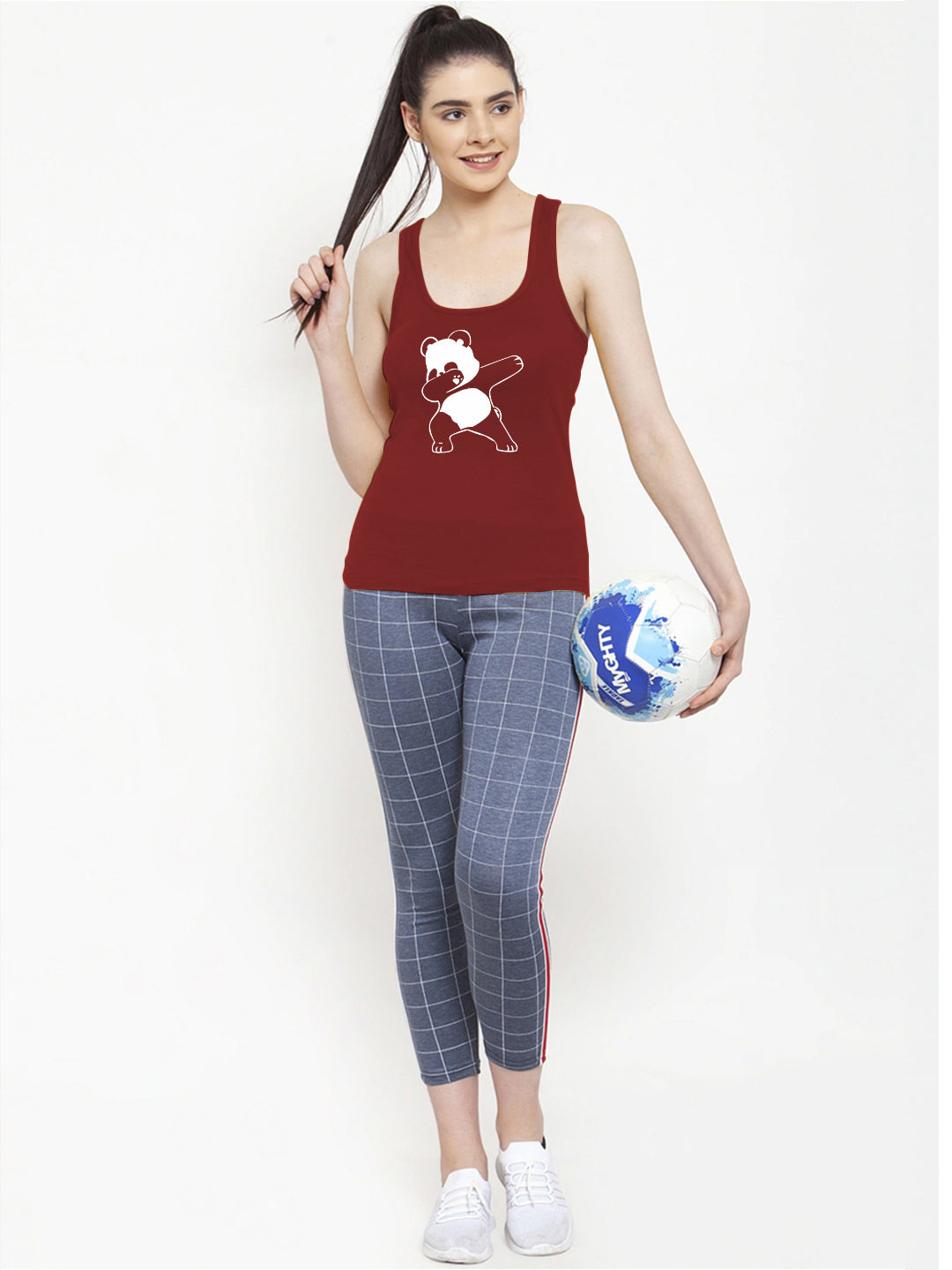 Women Bear Pure cotton Printed Top Vest - Friskers