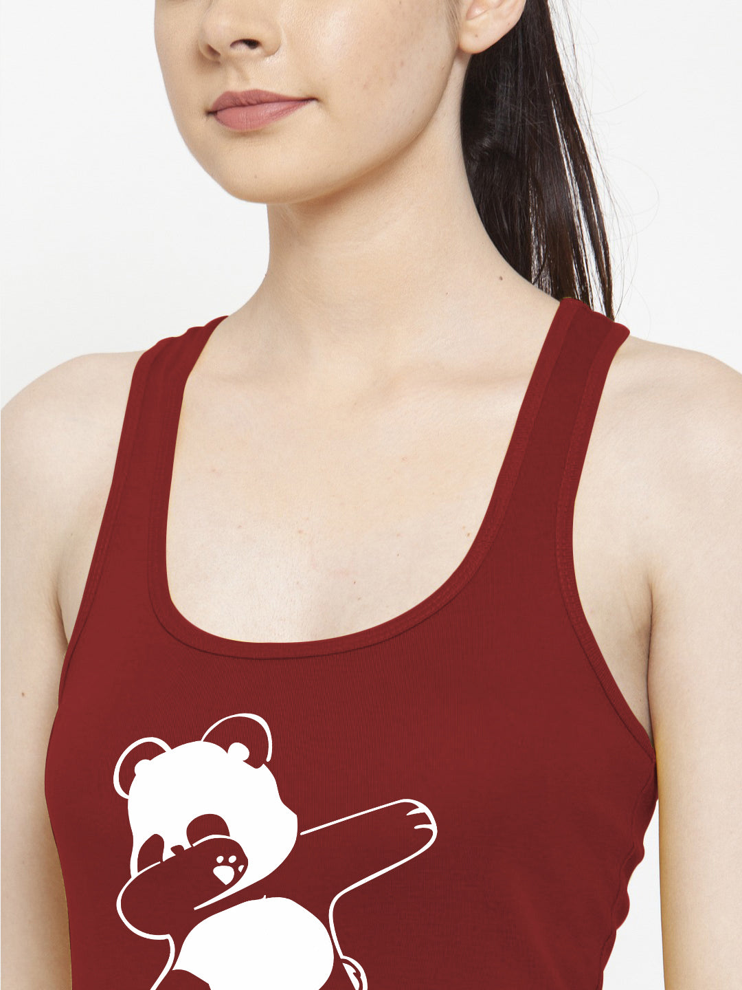 Women Bear Pure cotton Printed Top Vest - Friskers