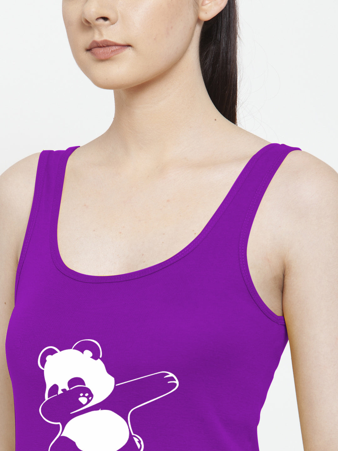 Women Bear Pure cotton Printed Top Vest - Friskers