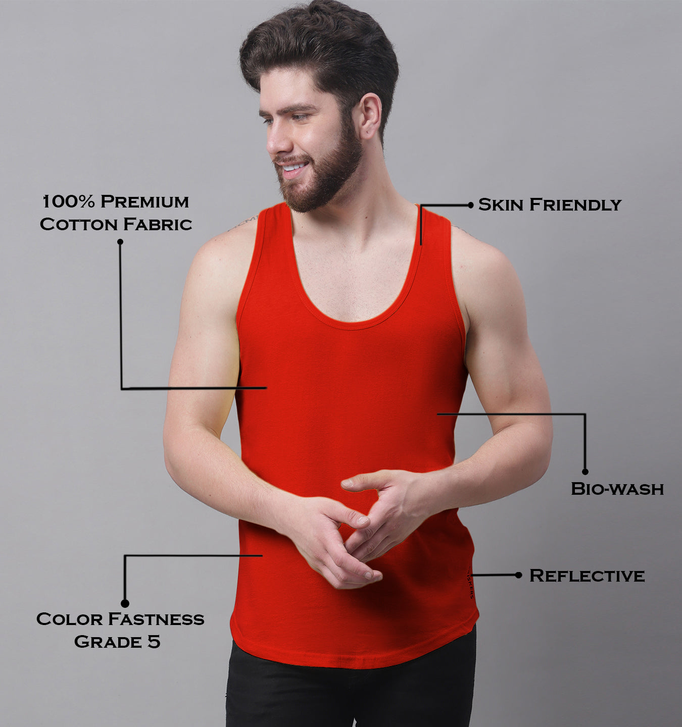 Men's Pack Of 2 Solid Pure Cotton Innerwear Gym Vest - Friskers