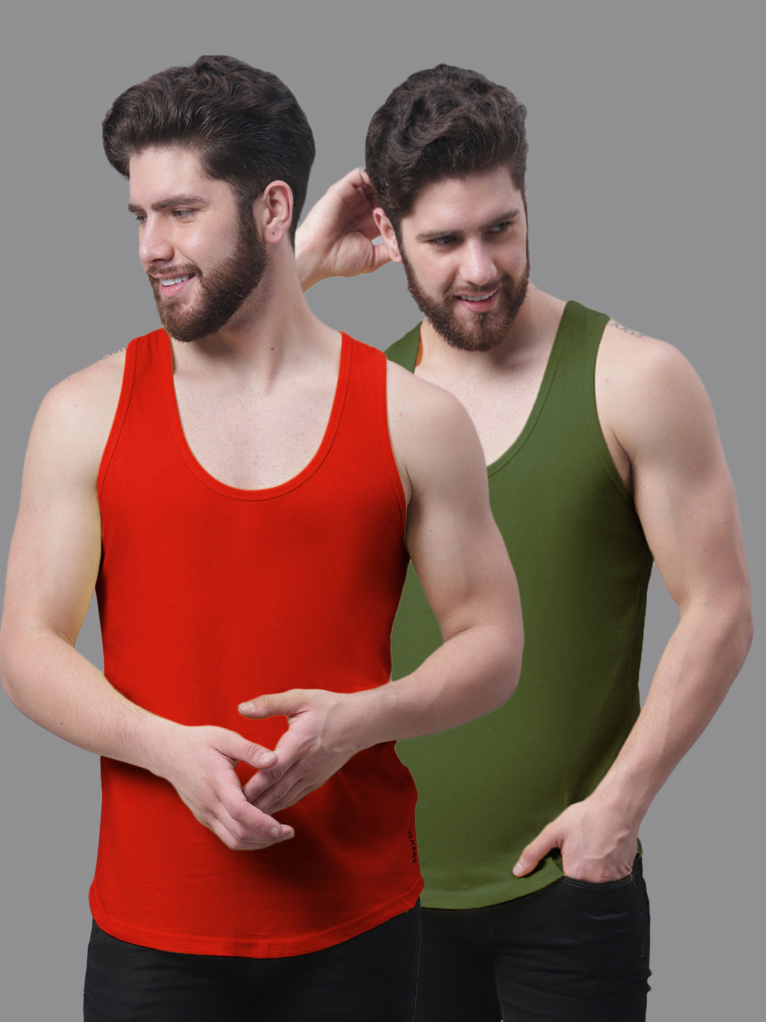 Men's Pack Of 2 Solid Pure Cotton Innerwear Gym Vest - Friskers