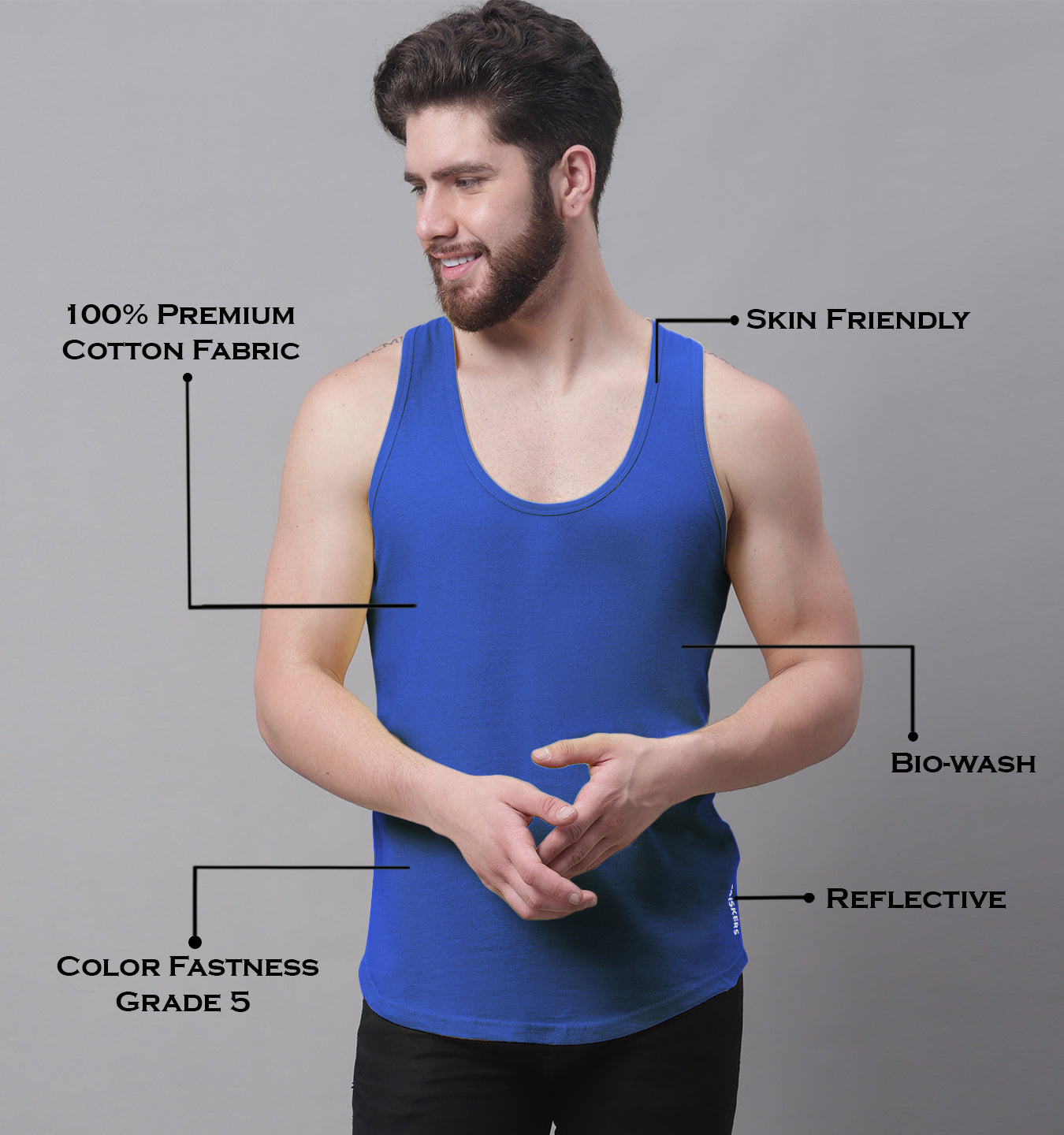 Men's Pack Of 2 Solid Pure Cotton Innerwear Gym Vest - Friskers