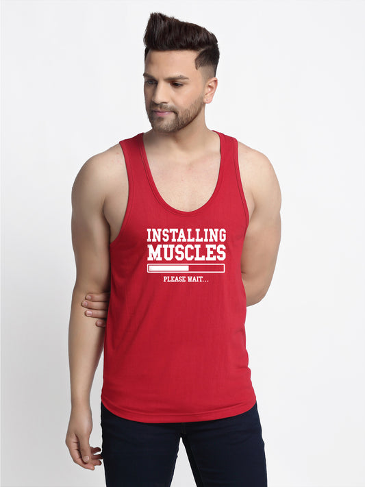 Men's Installing Muscles printed Pure Cotton Gym Vest - Friskers