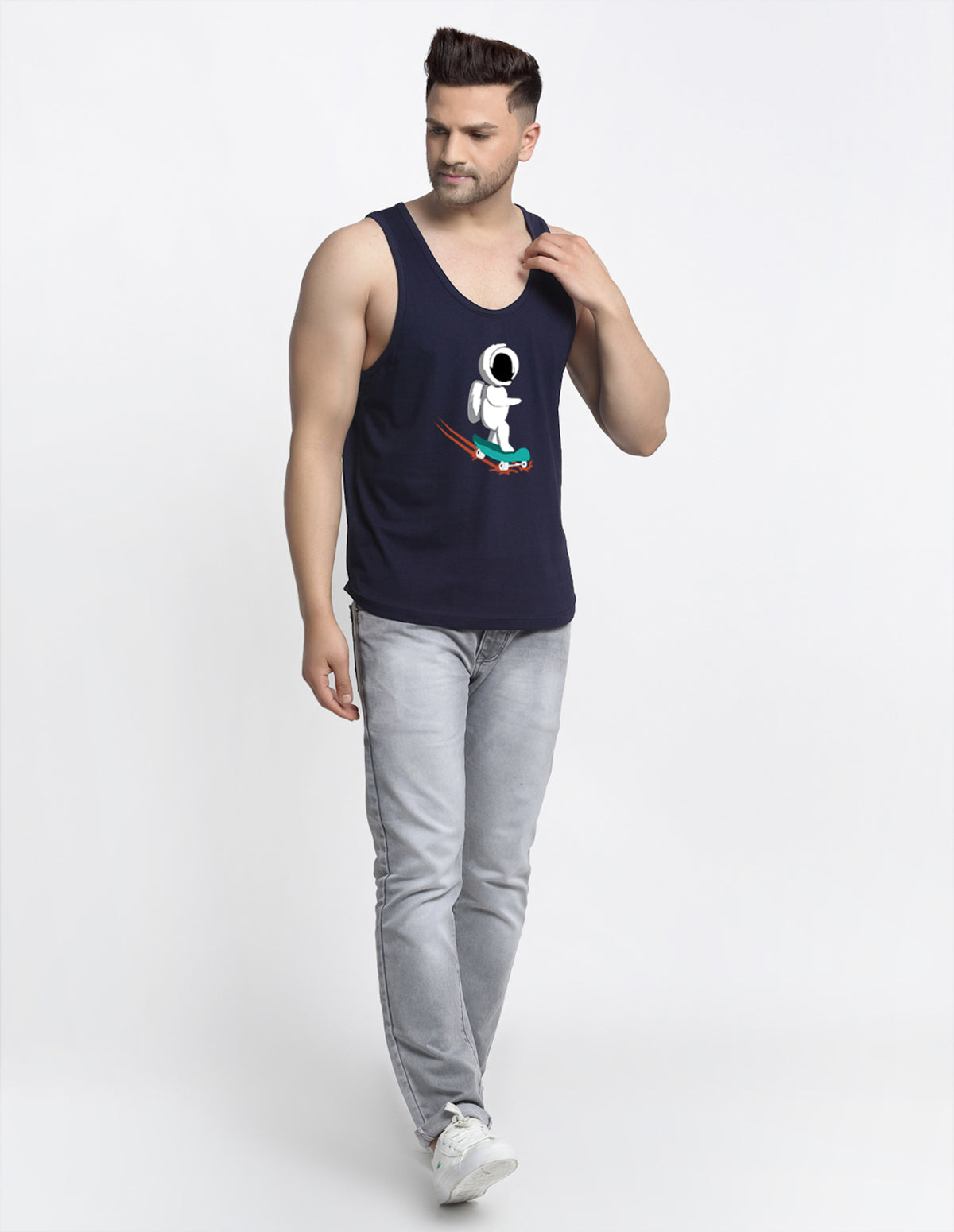 Men Astronaut Printed Innerwear Gym Vest - Friskers