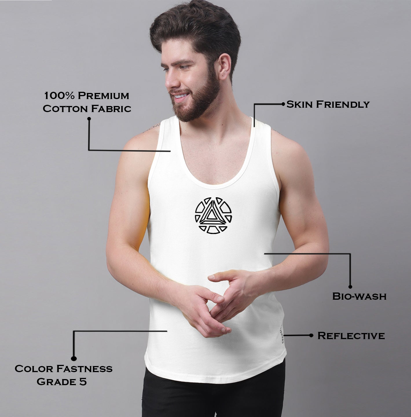 Men's Regular Fit Pure Cotton Gym Vest - Friskers