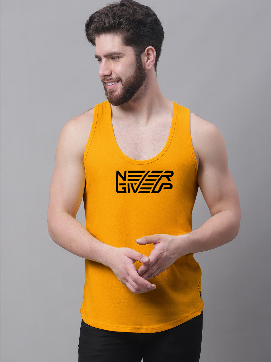 Men's Pack of 2 Pure Cotton Printed Gym vest - Friskers