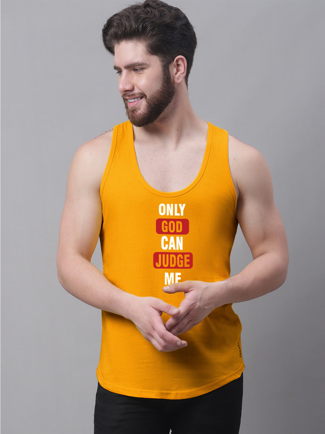 Men's Pack of 2 Pure Cotton Printed Gym vest - Friskers