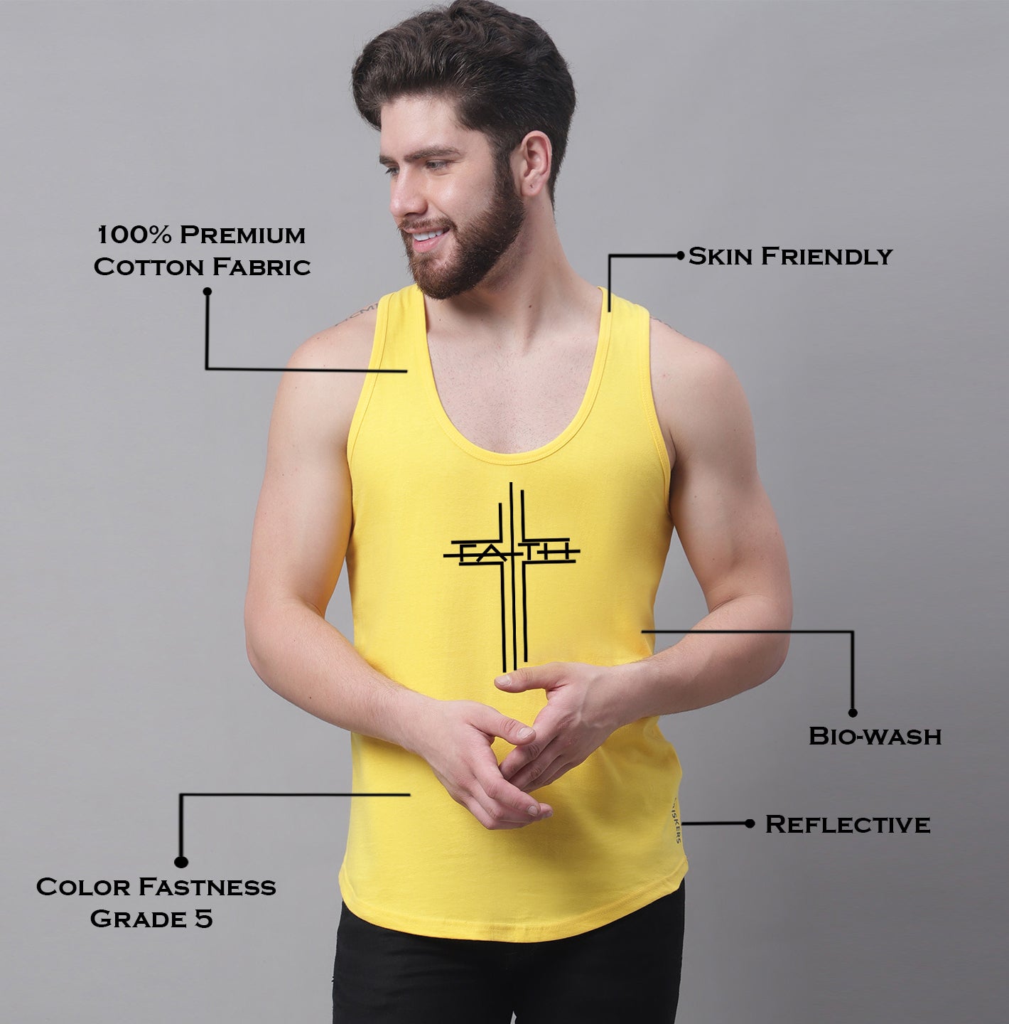 Men's Faith Dry Fit Pure Cotton Gym Vest - Friskers