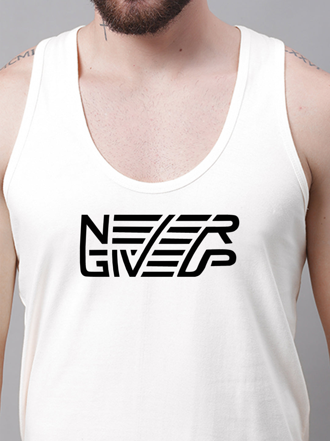 Men's Never Giveup Dry Fit Pure Cotton Gym Vest - Friskers