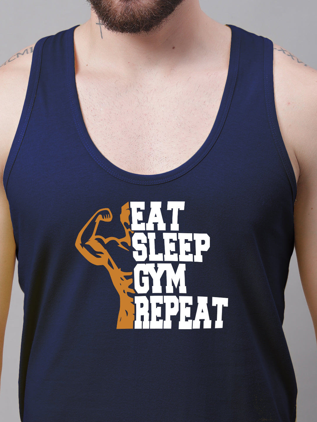 Men's Eat Sleep Gym Repeat Cotton Training Vest - Friskers