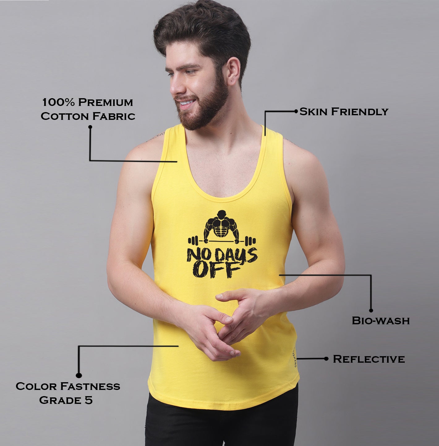 Men's No Days Off Pure Cotton Gym Vest - Friskers