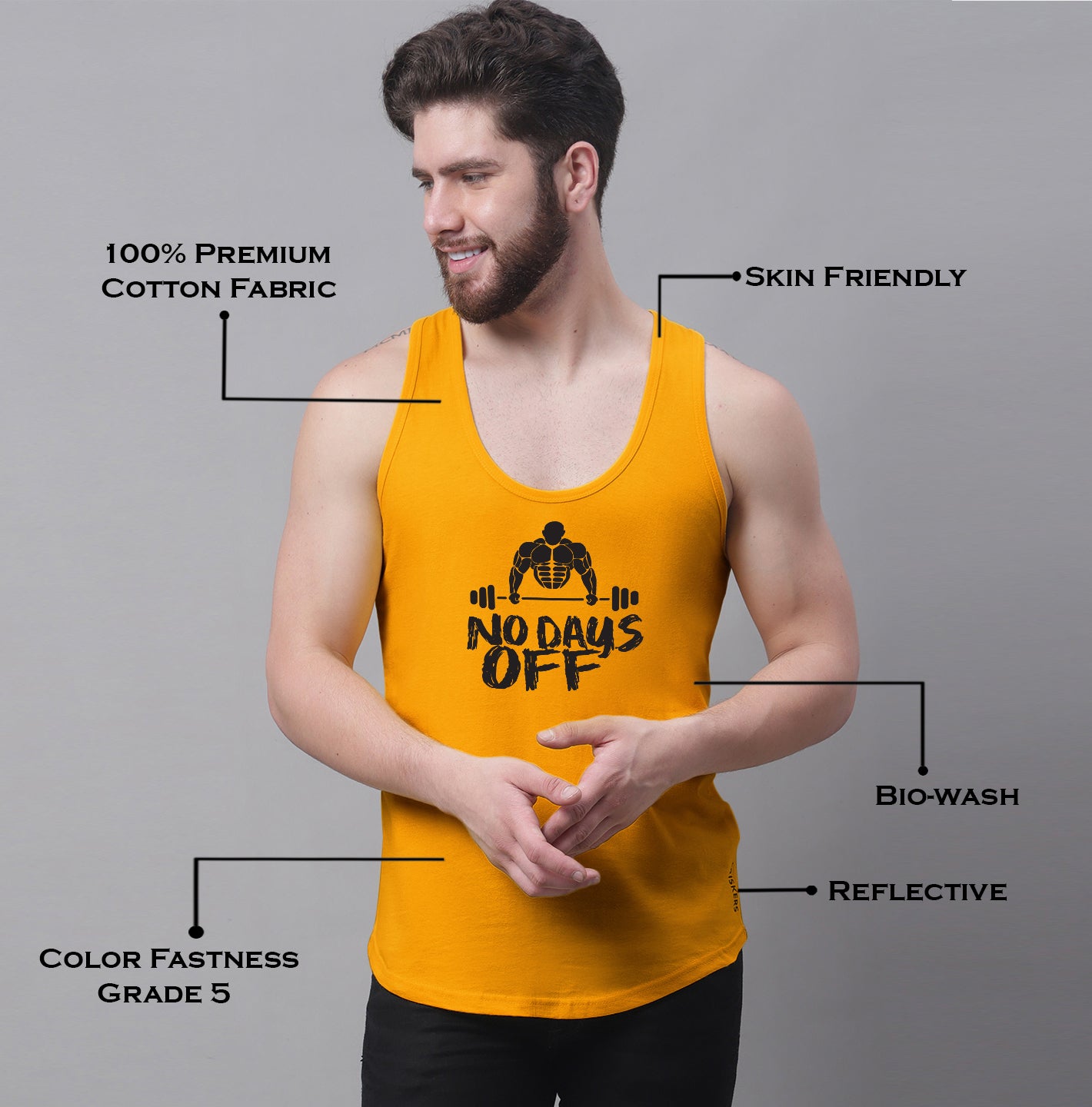 Men's No Days Off Pure Cotton Gym Vest - Friskers