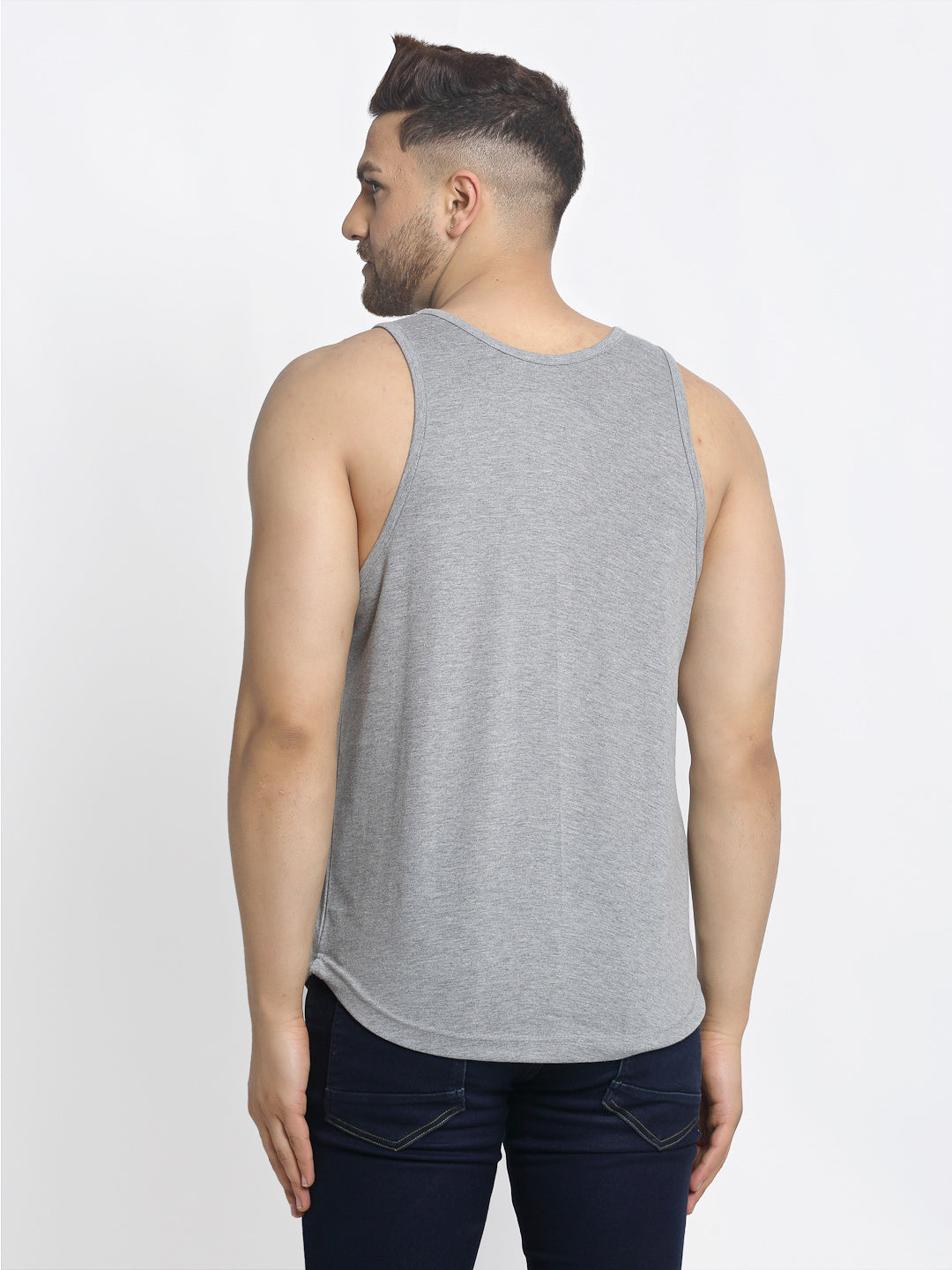 Men's Pack of 2 Grey & Black Printed Gym Vest - Friskers