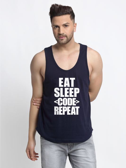 Men's Pack of 2 Grey & Navy Printed Gym Vest - Friskers