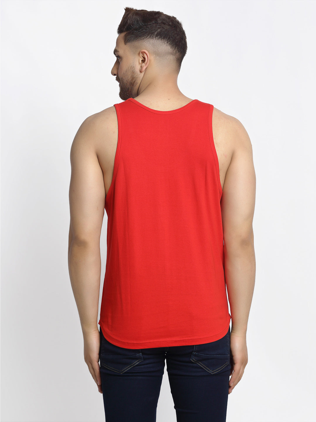 Men's Pack of 2 Blak & Red Printed Gym vest - Friskers