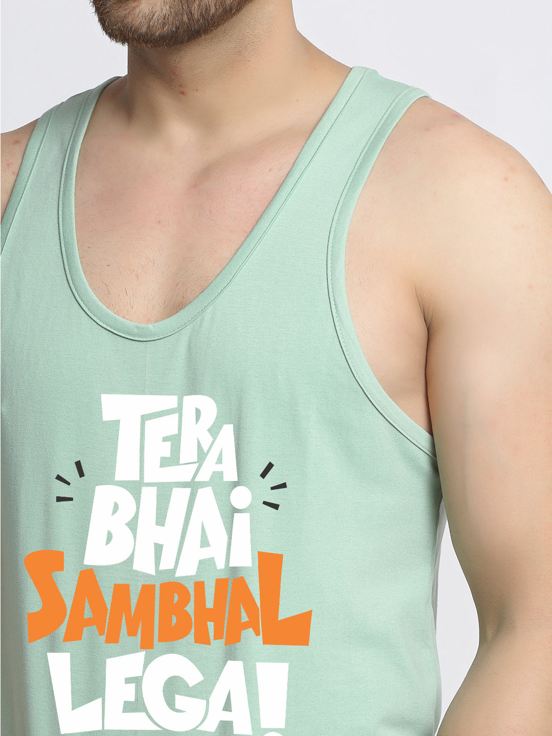 Tera Bhai Sambhal Lega Printed Innerwear Gym Vest - Friskers