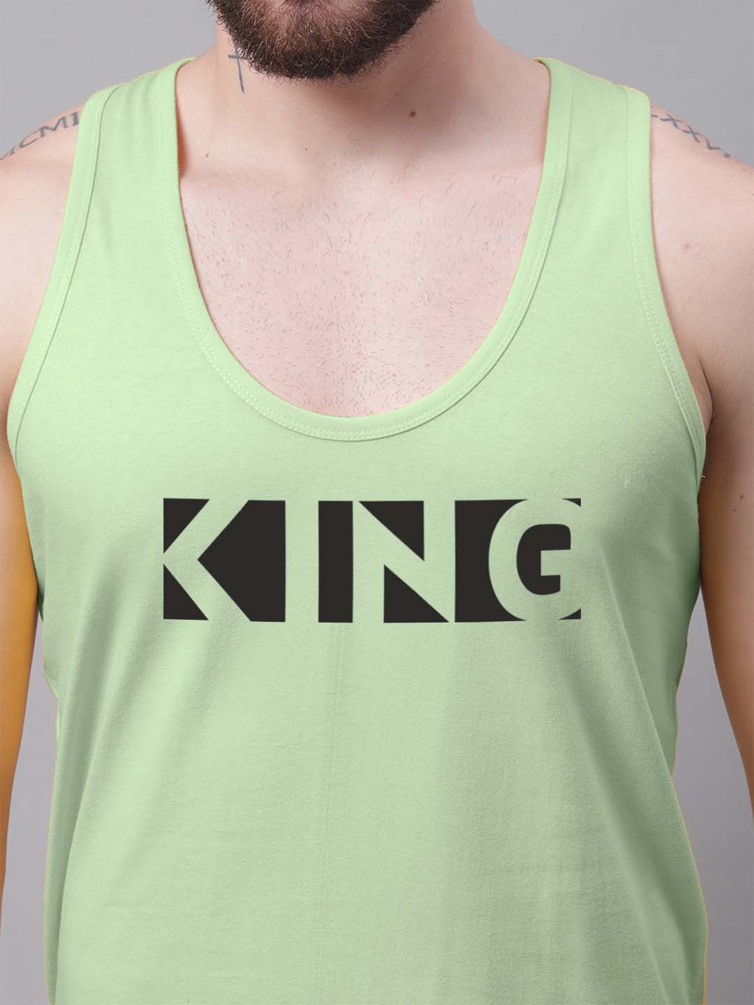 Men's King printed Pure Cotton Gym Vest - Friskers