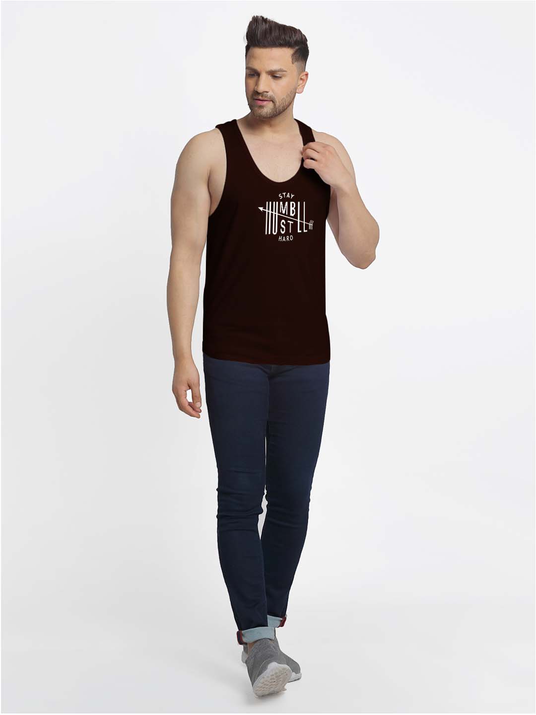 Mens's Stay Humble Printed Innerwear Gym Vest - Friskers
