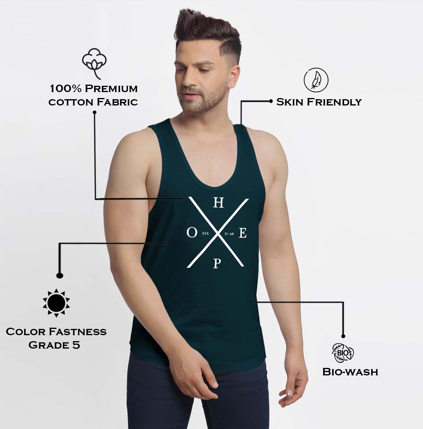 Mens's Hope Printed Innerwear Gym Vest - Friskers