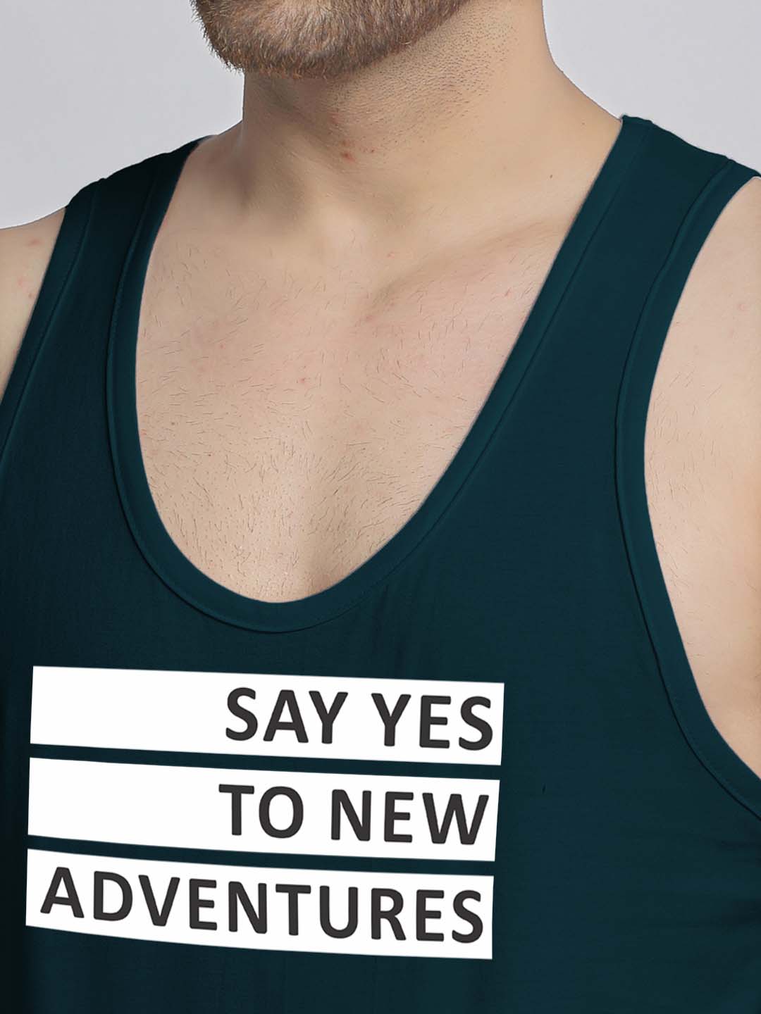 Mens's Say Yes To New Adventure Printed Innerwear Gym Vest - Friskers