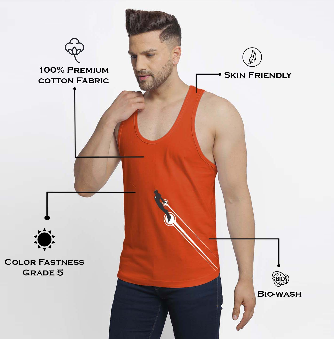 Mens's Ironman Harder Printed Innerwear Gym Vest - Friskers