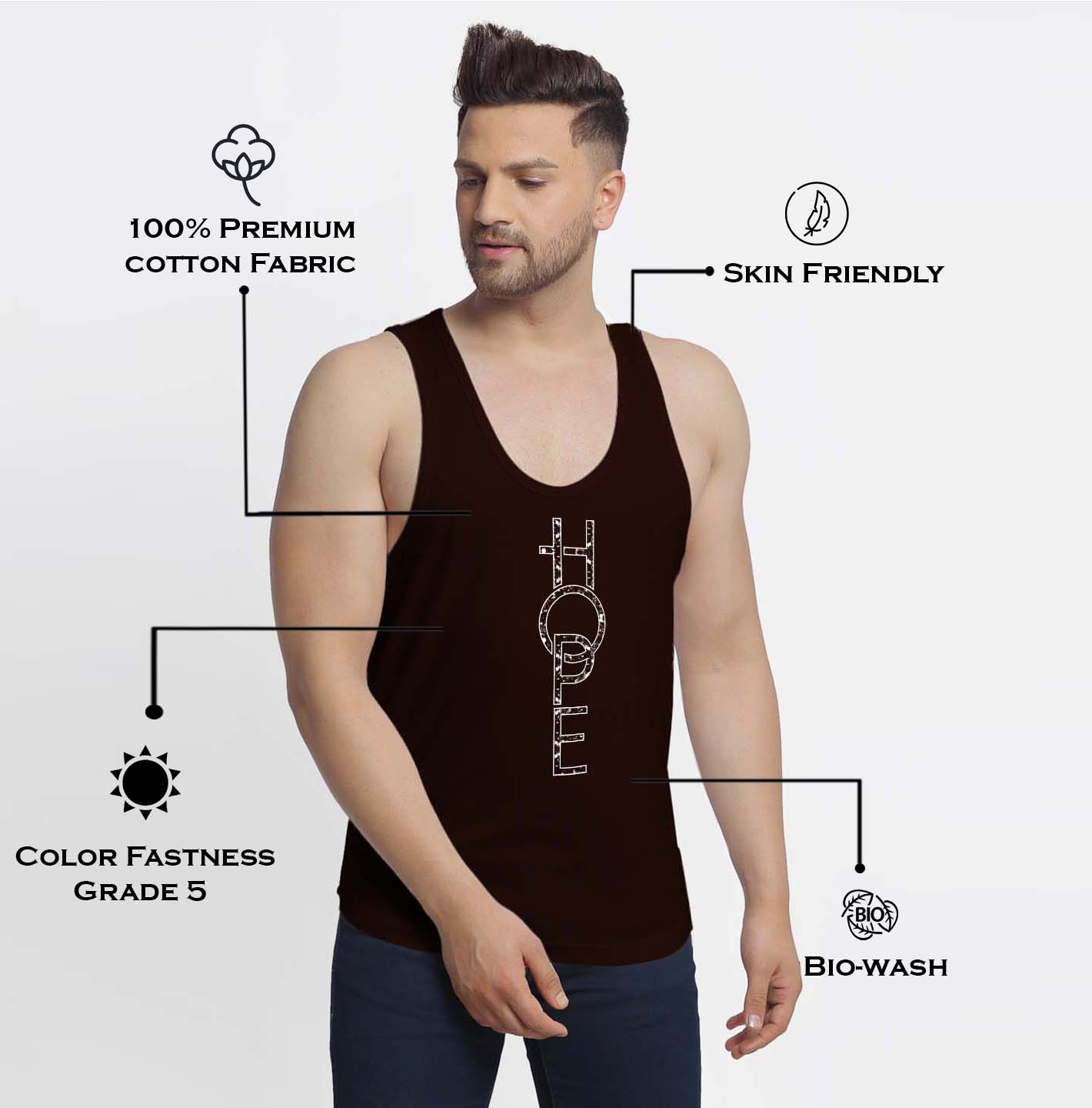 Mens's Hope Printed Innerwear Gym Vest - Friskers