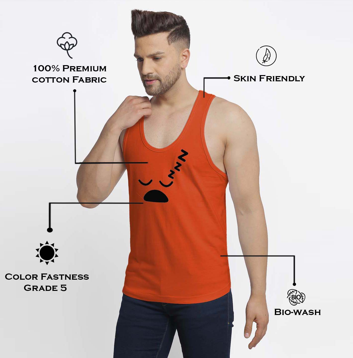Mens's Snooze Printed Innerwear Gym Vest - Friskers