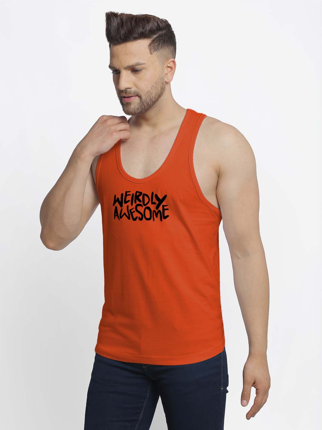 Mens's Weirdly Awesome Printed Innerwear Gym Vest - Friskers