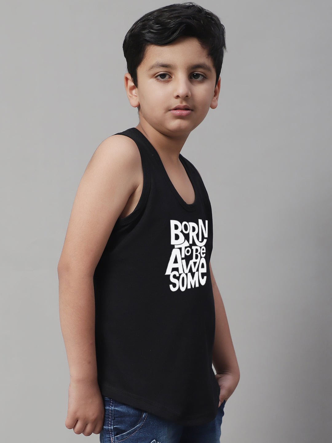 Boys Born To Be Awesome Pure Cotton Printed Classic Vest - Friskers