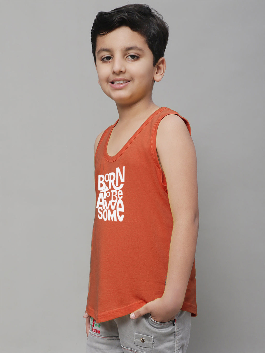 Boys Born To Be Awesome Pure Cotton Printed Classic Vest - Friskers