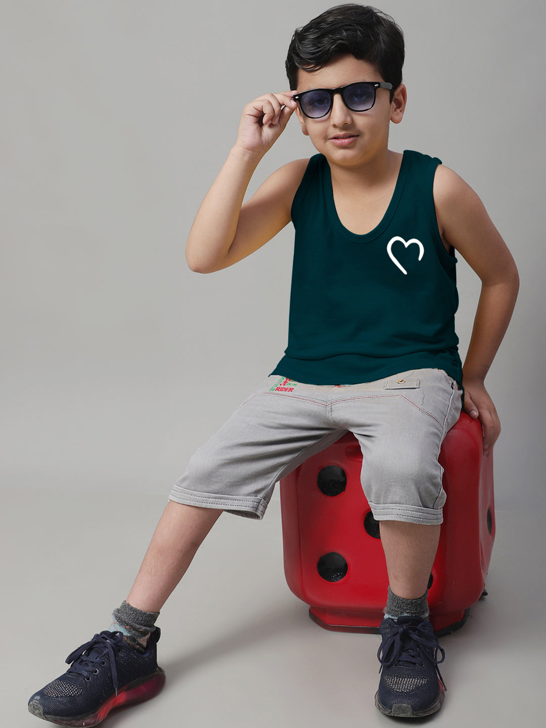 Kids Heart Printed Pure Cotton Innerwear Vest - Friskers