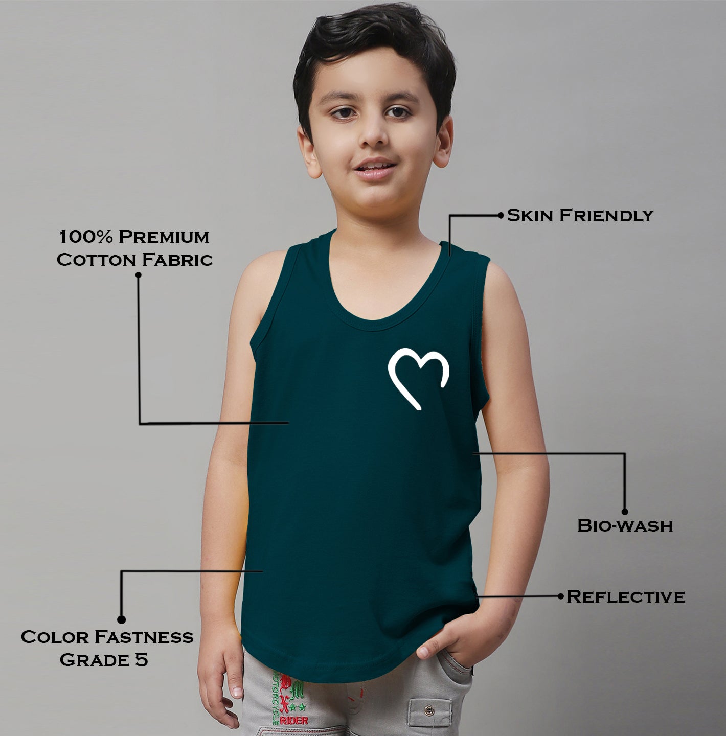 Kids Heart Printed Pure Cotton Innerwear Vest - Friskers
