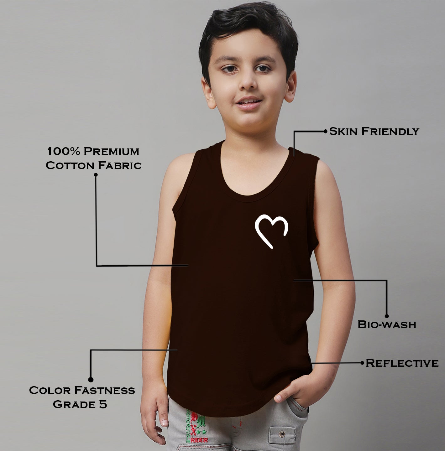 Kids Heart Printed Pure Cotton Innerwear Vest - Friskers