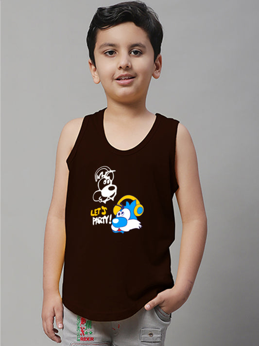 Kids Lets Party printed Regular Fit Vest - Friskers