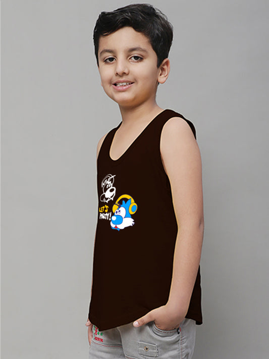 Kids Lets Party printed Regular Fit Vest - Friskers