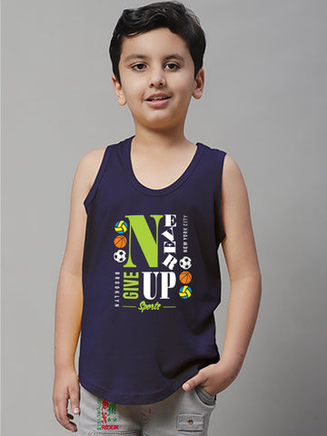 Kids Never Giveup printed Regular Fit Vest - Friskers