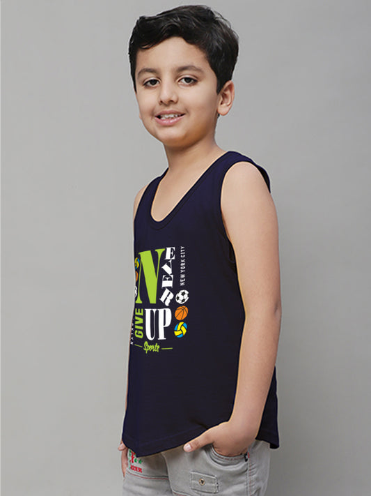 Kids Never Giveup printed Regular Fit Vest - Friskers